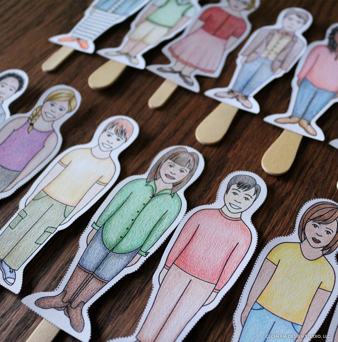 Popsicle Stick Paper Dolls - © Charm Design Studio, LLC.